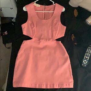 pink denim cutout dress